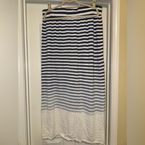 Lane Bryant Ombre Stripe Sweater Knit Maxi Skirt Blue Cream Women 14 16 Pull On